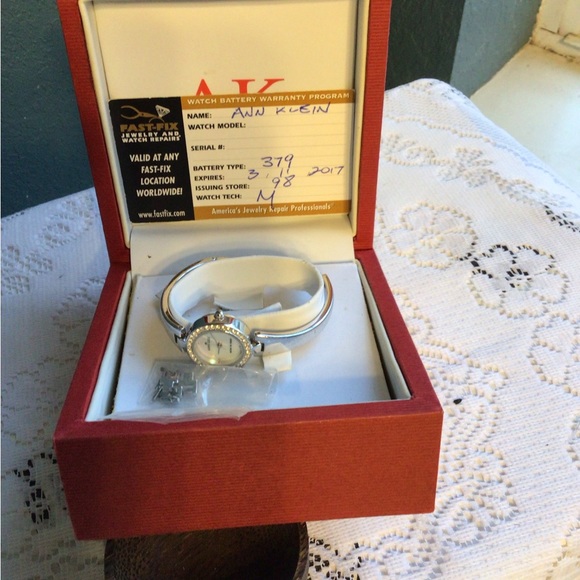 Anne Klein Silver Bangle Watch With Rhinestones - Picture 3 of 6